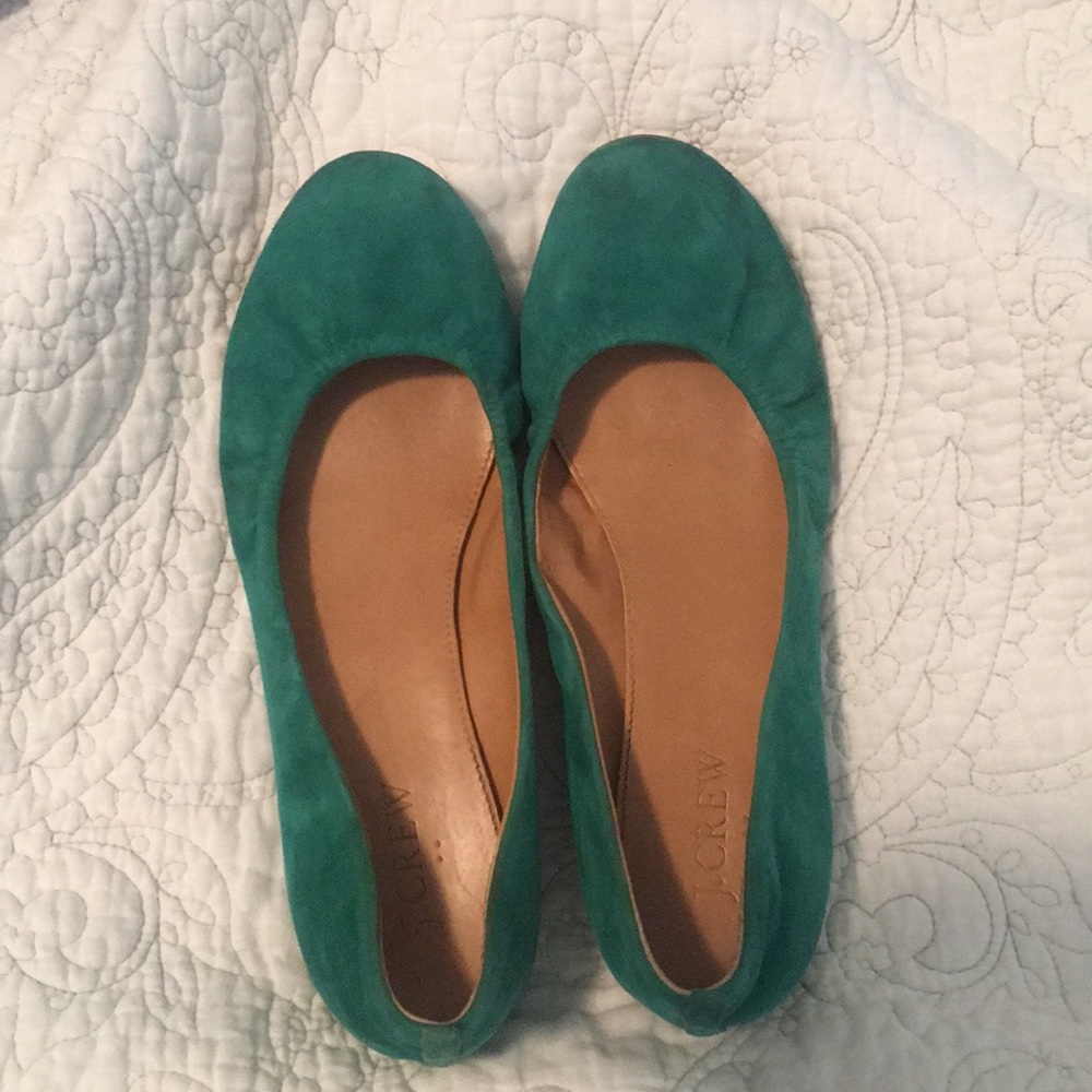 Teal suede ballet flats